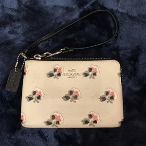 Coach Corner Zip Floral Wristlet